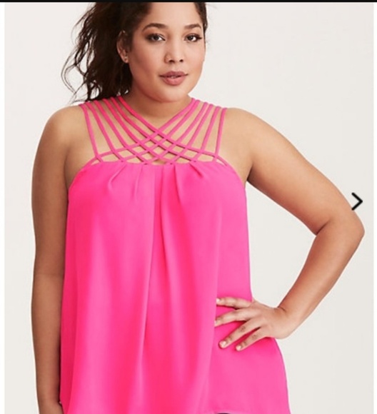 torrid Tops - Torrid Hot Pink Strappy Tank Top